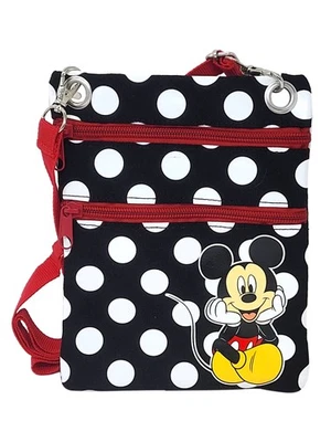 Disney Mickey Mouse Pasaporte Bolso Bandolera Viaje Negro Blanco Foto 1 de 4