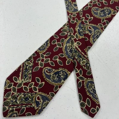 Corbata para hombre Burberry rojo borgoña y beige cachemira seda $295 Foto 1 de 4