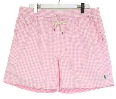 Ralph Lauren Polo Costume Pantaloncini Uomo W37 Coulisse Foderato Rosa Percalle - Immagine 1 di 4