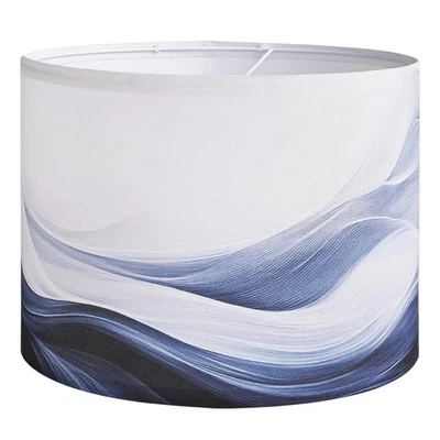 Pantalla de lámpara de tambor de tela azul 13x13x10, olas, océanos, araña, E26, E14, mesa Foto 1 de 4