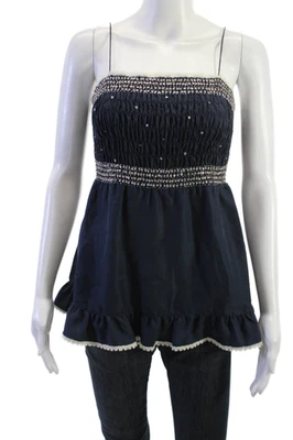Vestido camisola de seda azul oscuro Paul & Joe para mujer micro mini cuello cuadrado talla 1 Foto 1 de 4
