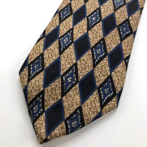 Brooks Brothers Blue Tan All Silk Neck Tie Men’s Geometric MINT 3.25-in/56-in - Picture 1 of 8