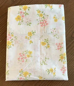 Vintage Kissenbezug Cannon Royal Family gelb rosa Blumen King Size - Bild 1 von 6