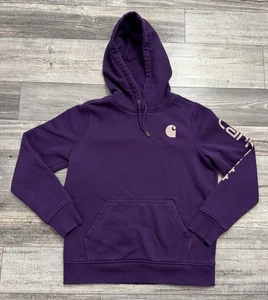 Sudadera con Capucha Carhartt Para Mujer Mediana (8-10) Púrpura Pullover Calce Relajado - Imagen 1 de 5