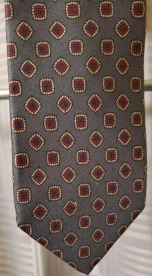 Lands' End Direct Merchants Luxury Tie Gray Geometric Printed Silk Necktie - Image 1 of 4