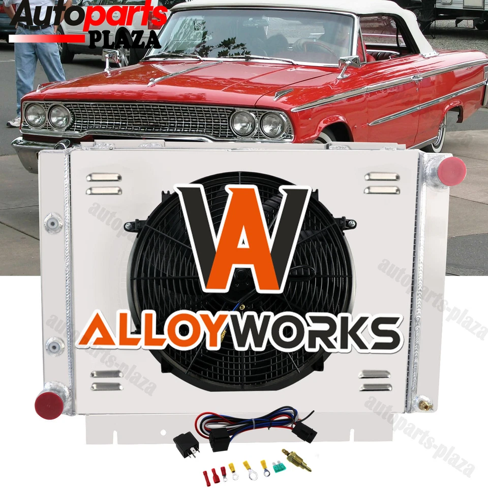 4-Row Core Radiator Shroud Fan Relay For 1960-1963 Ford Galaxie 500 L6 V8 AT MT - Image 1 of 4