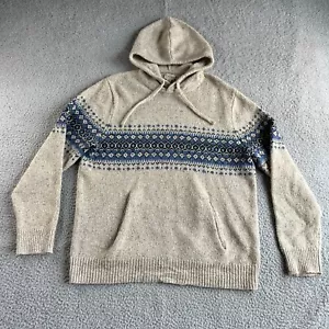 NUEVO J Crew Suéter Para Hombres Grande Beige Azul Fair Isle Lana Lyocell Pescador Con Capucha - Imagen 1 de 18