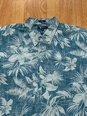 Camisa De Colección Reyn Spooner Para Hombres XL Clásica Verde Azul Popover Floral Hawaiana Foto 1 de 4