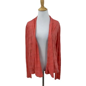 Columbia Cardigan Womens XS Extra Small Coral Open Front Striped Long Sleeve - Picture 1 of 13