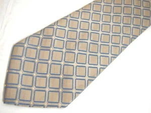 Platinum Designs Mens Necktie Tie Brown Blue Checkered Wide 100% Silk 60" Career - Picture 1 of 4