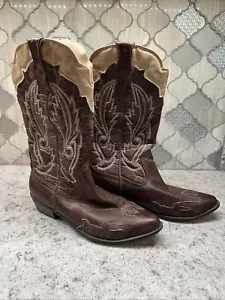 Coconuts CIMMARON Western Cowboy Boots Women's Size 8.5M Saddle Brown & Tan - Picture 1 of 9