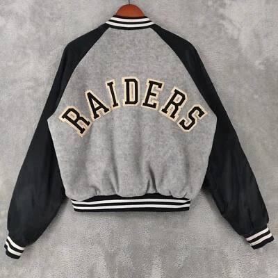 Chaqueta De Colección Los Angeles Raiders Para Hombre Grande Tiza Varsity Spellout Años 80 Foto 1 de 4