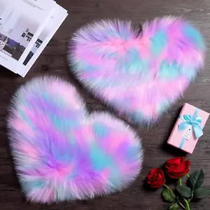 2 Pieces Heart Shaped Rug Faux Room Fluffy Carpet Heart Shaped Door Mat for Room - Picture 1 of 7