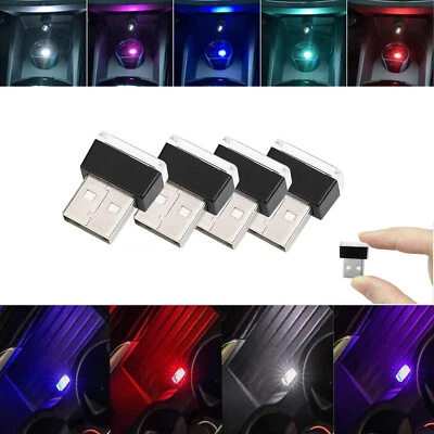 2X 5X Flexible Mini USB LED Car Atmosphere Lamp Interior Blue Multicolor Lights - Image 1 of 4