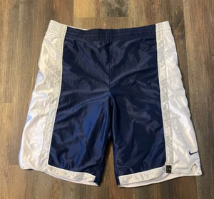 Super Rare Vintage Nike Basketball Dazzle Shorts Reversible Shiny Blue/White - Picture 1 of 6
