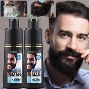 Men Black Beard Simple Hair Dye Color Shampoo Permanent Darkening Hair Coloring - Picture 1 of 16