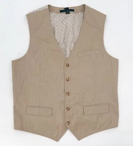 Perry Ellis Vest Mens Extra Large Tan Button Up Pockets Adjustable - Picture 1 of 10