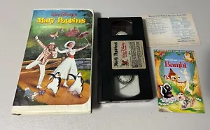 VTG Mary Poppins Disney VHS Tape Rare Square Edge Clamshell With Inserts - Picture 1 of 3