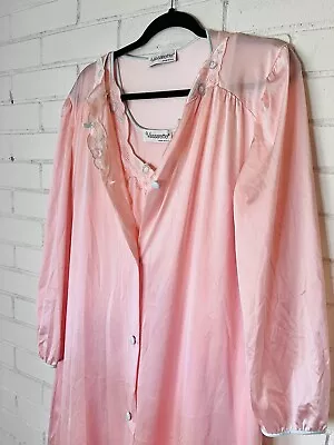 Conjunto de camisón largo vintage Vassarette Peignoir + bata bebé rosa talla M/L Sissy Foto 1 de 4
