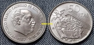 FRANCO. Moneda de 50 Pesetas PRUEBA año 1957*70. PERFECTA CON BRILLO ORIGINAL. - Foto 1 di 2