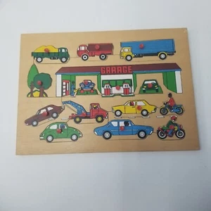 Vintage Wooden Puzzle Vehicles Cars Motorcycles Trucks - Picture 1 of 17