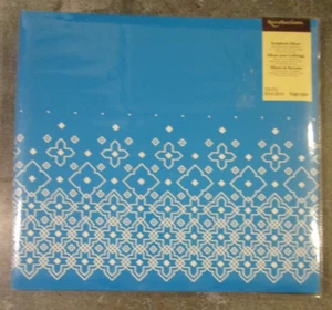 Recollections Aqua Blue Patterned 12x12 Scrapbook Album 10 pgs/20 sheets NEW - Picture 1 of 6