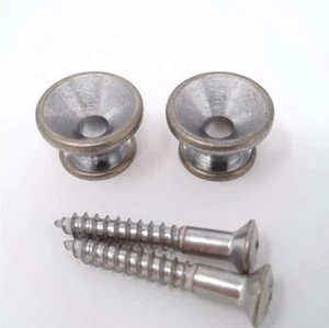 True Custom Shop® AGED Relic Chrome STRAP BUTTONS for Fender Strat Tele & Bass - Picture 1 of 7