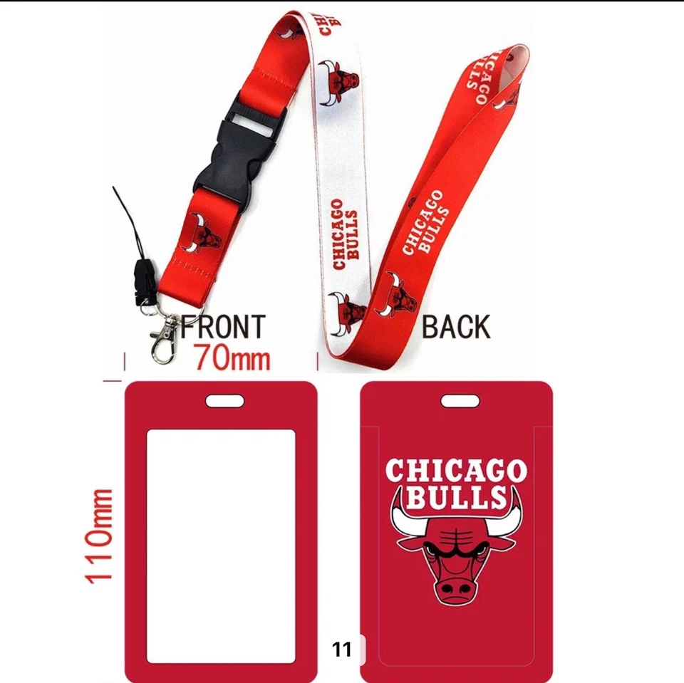 Chicago Bulls NBA Lanyard Keychain AND ID Tag Holder Basketball Fan Gift - Image 1 of 1