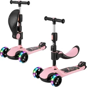Monopattino per bambina da 1-12 anni, color PESCA, ruote led luminose, BREMTOY - Foto 1 di 1