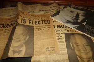 Lot 9 Vintage Newspapers Magazines Eisenhower elected Churchill Dies Truman Dies - Picture 1 of 11