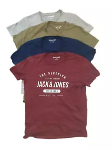 Jack & Jones Men's Logo T-Shirt,- Sleeveless Casual Crew Neck, x 4 t-shirts- S - Picture 1 of 6