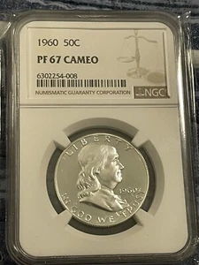 1960 Proof Franklin Half Dollar - NGC PF 67 CAMEO Gorgeous #-008-# - Picture 1 of 3