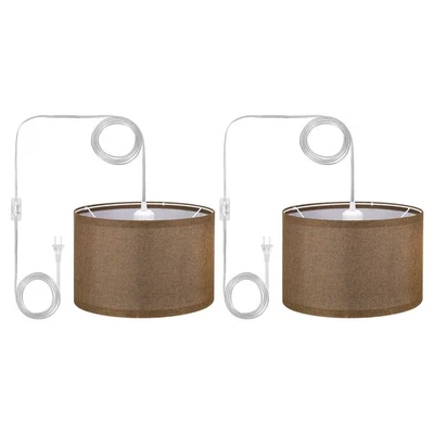 Подвесной светильник со штепсельной вилкой, упаковка 2 шт., веревочный шнур 15 футов, подвесная лампа, крепление для кофе - Изображение 1 из 4