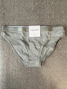 Calvin Klein Women Motive Cotton Multipack Bikini Panty 2 Pack Black/Gray Medium - Picture 1 of 7