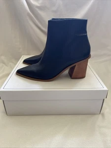 1.State Women Bootie Kelte Black Nappa Leather Upper wooden heel Pointy NIB - Picture 1 of 16