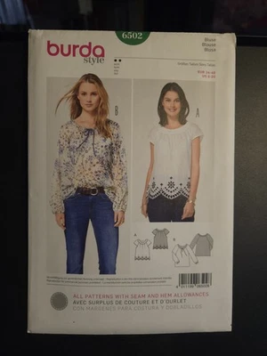 Burda 6502 Raglan Round Neck Top Long Short Sleeve EASY Gals Uncut Pattern 8-20 - Image 1 of 3