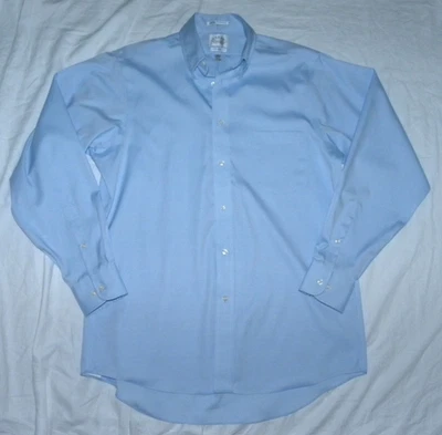 Mens EAGLES Regular Fit Non Iron Blue Button-Down Dress Shirt Size 16 34/35 EUC - Image 1 of 4