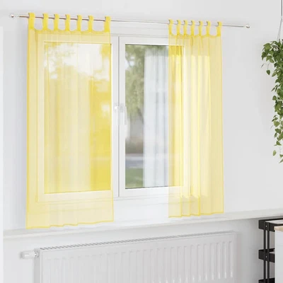 Voile Curtains with Loops 2 pcs Yellow 140x140 cm vidaXL - Image 1 of 4