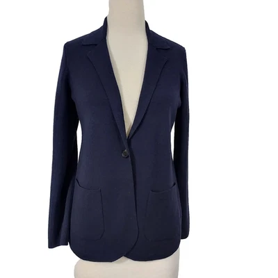 Chaqueta Blazer Eileen Fisher Lana Merino Botón Único Azul Marino Mujer Talla PM Foto 1 de 4