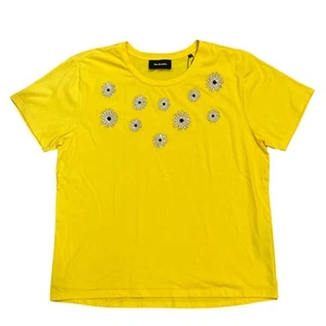 Camiseta The Kooples Mujer Grande (3) Joya Cristal Amarillo Bling Floral Margaritas - Imagen 1 de 5