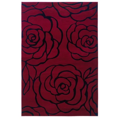 Milan Garnet/Black Floral Area Rug Red/Black 8' x 10'3" - Image 1 of 4