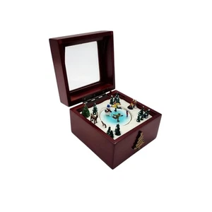 VTG Mr. Christmas Square 4x4" Rotating Mini Ice Skating Rink Music Box 2000s - Picture 1 of 7