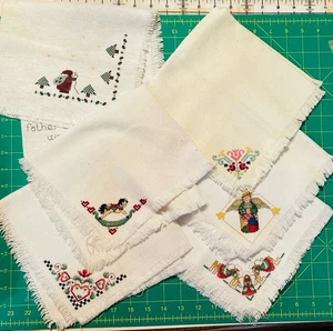 Lot of 6 Cross Stitch Bread Covers Finished Completed *Stained* Cutter Lot - Picture 1 of 9
