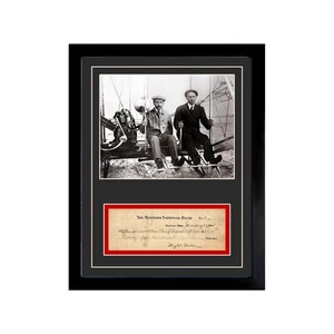 Wright Brothers Reproduction Signed Cancelled Check  Framed Display - Picture 1 of 4