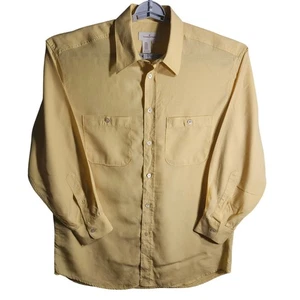 Camicia Ermenegildo Zegna Italia L gialla con bottoni manica lunga tasca lyocell - Foto 1 di 8