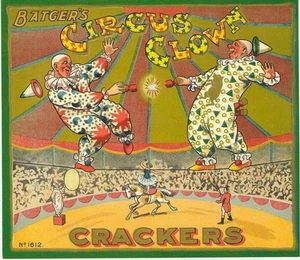 Circus Crackers clown arena British Cracker Box label Batgers - Picture 1 of 1