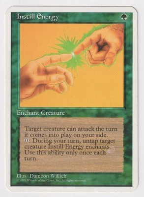 Miscut Instill Energy HP 4th MTG Magic Factory Error Misprint Alpha Cut Corners! - Image 1 of 2