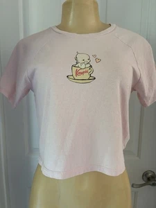 Kewpie Teacup Hearts Tshirt Pink Midriff Cropped Damen Gr. M - Bild 1 von 6