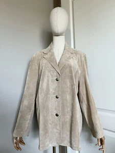 Chico’s Design Damen Gr. 3 US XL/16 hellbraun Wildleder Lederjacke Western Boho Vintage - Bild 1 von 14