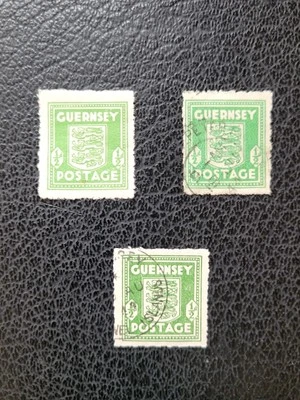 Guernsey #N1a-c M&U, German Occupation 1/2p, 3 Color Vars, Scott Catalog $ 11.50 - Image 1 of 2